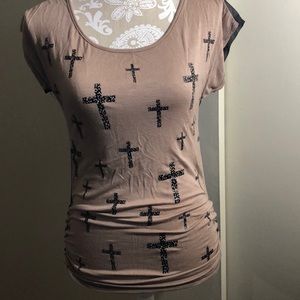 Medium nude and black fashion top